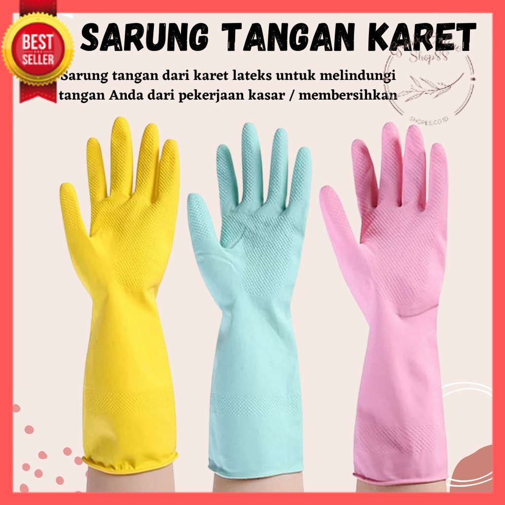 GOS -I302- Sarung Tangan Karet Latex - Sarung Tangan Serbaguna Latex Dot Tebal - Sarung Tangan Cuci Piring