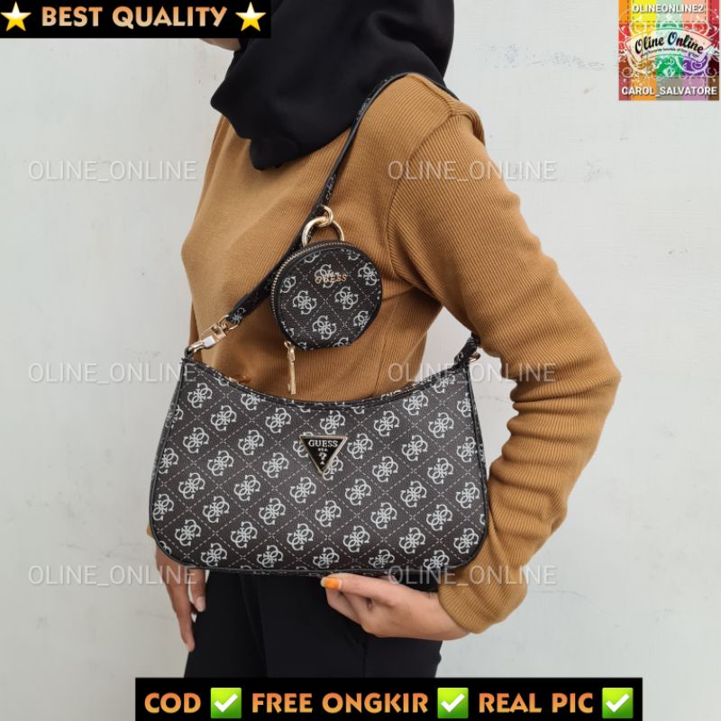 tas wanita alexie seri logo black white black brown pink shoulder bag jinjing mini pouch