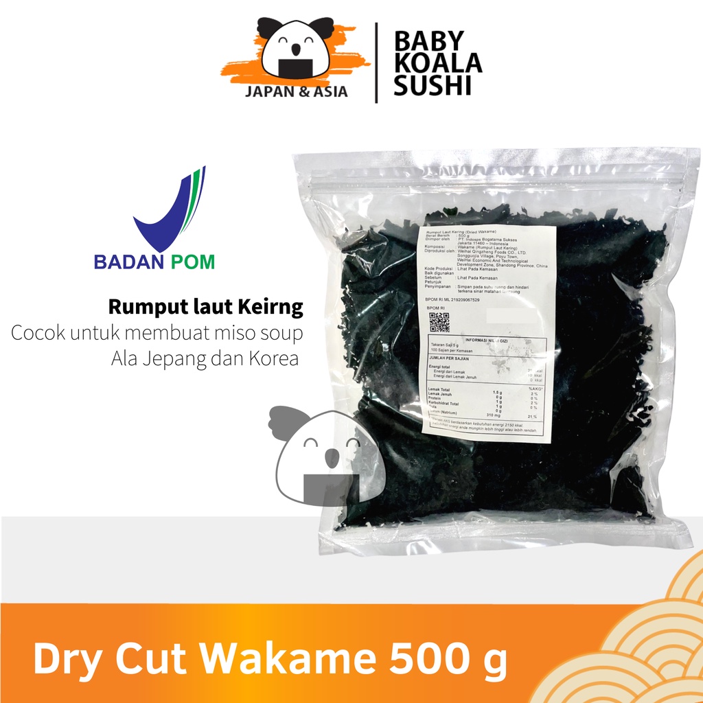 DRY WAKAME Rumput Laut Kering 500 g │ Dried Cut Wakame Import for Miso