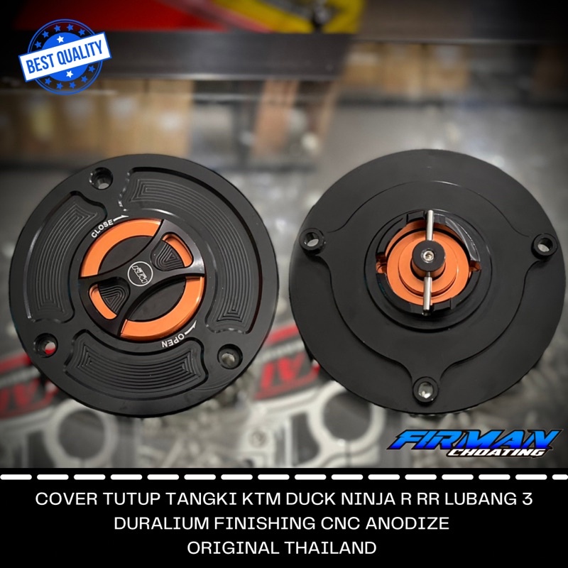 TUTUP TANGKI HITAM NINJA R RR MODEL KTM DUCK FINISHING CNC LUBANG 3