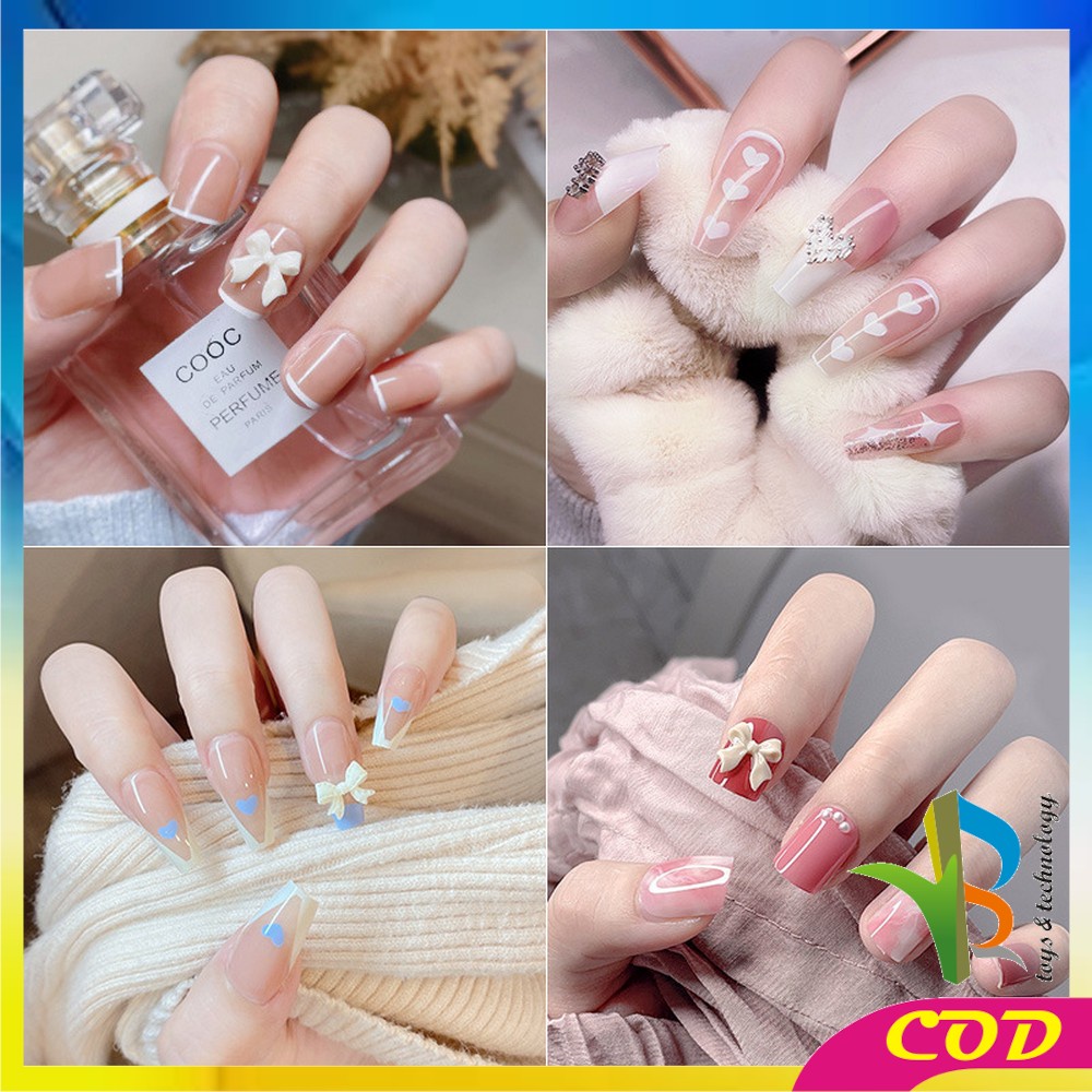 RB-K127 Kuku Palsu Nail Art Motif Wanita With Toolkit Perawatan Kuku / Fake Nail Art Sticker Hiasan Kuku Cewek Anti Air Korean Style