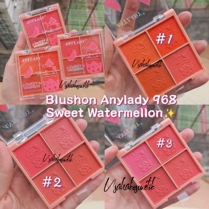 PROMO!! BLUSHON ANYLADY 968 BLUSHER 4 WARNA SWEET WATERMELLON