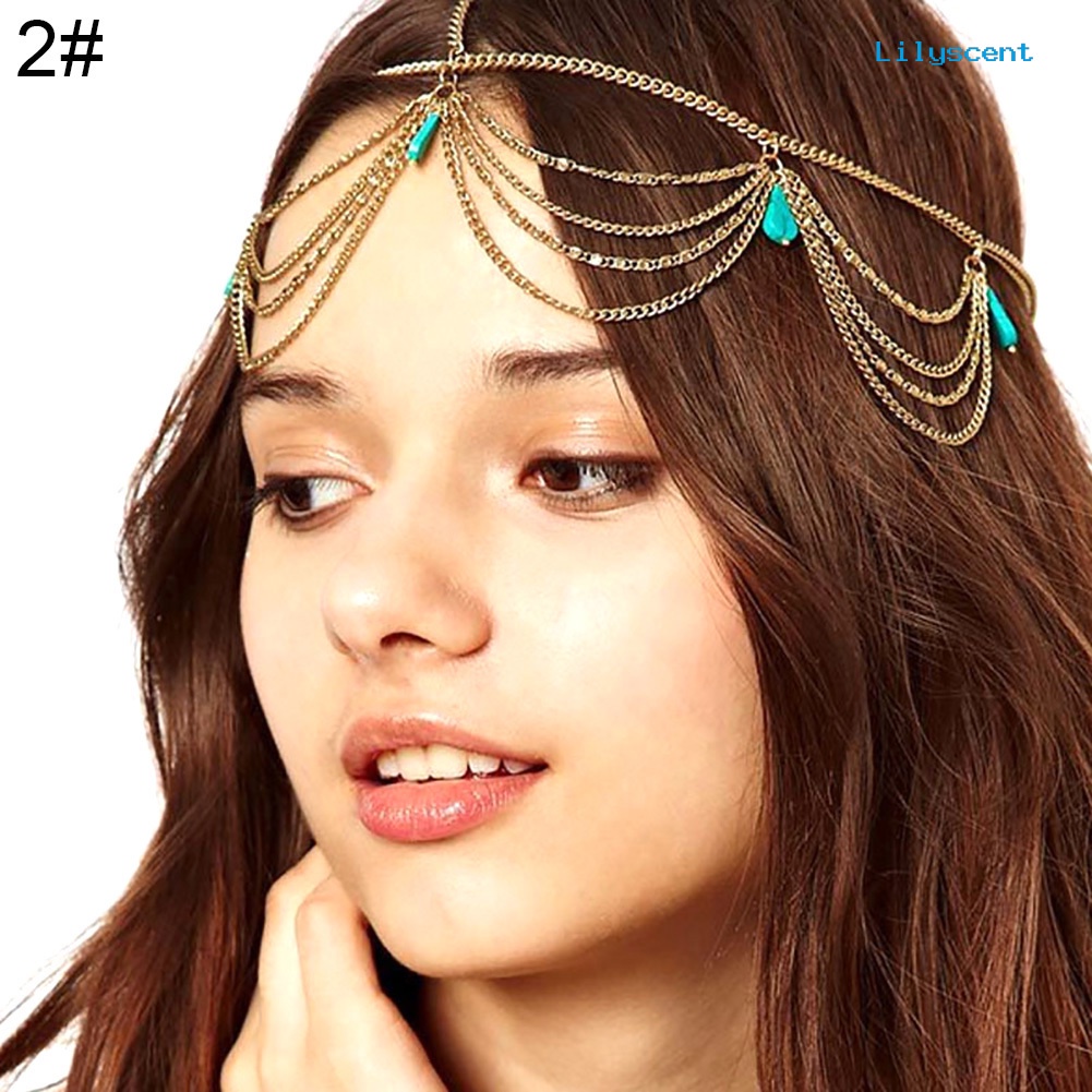 [LS] Manik-manik Boho India Salib Manik-Manik Boho Liontin Pengantin Kepala Rantai Headdress Headpiece Perhiasan