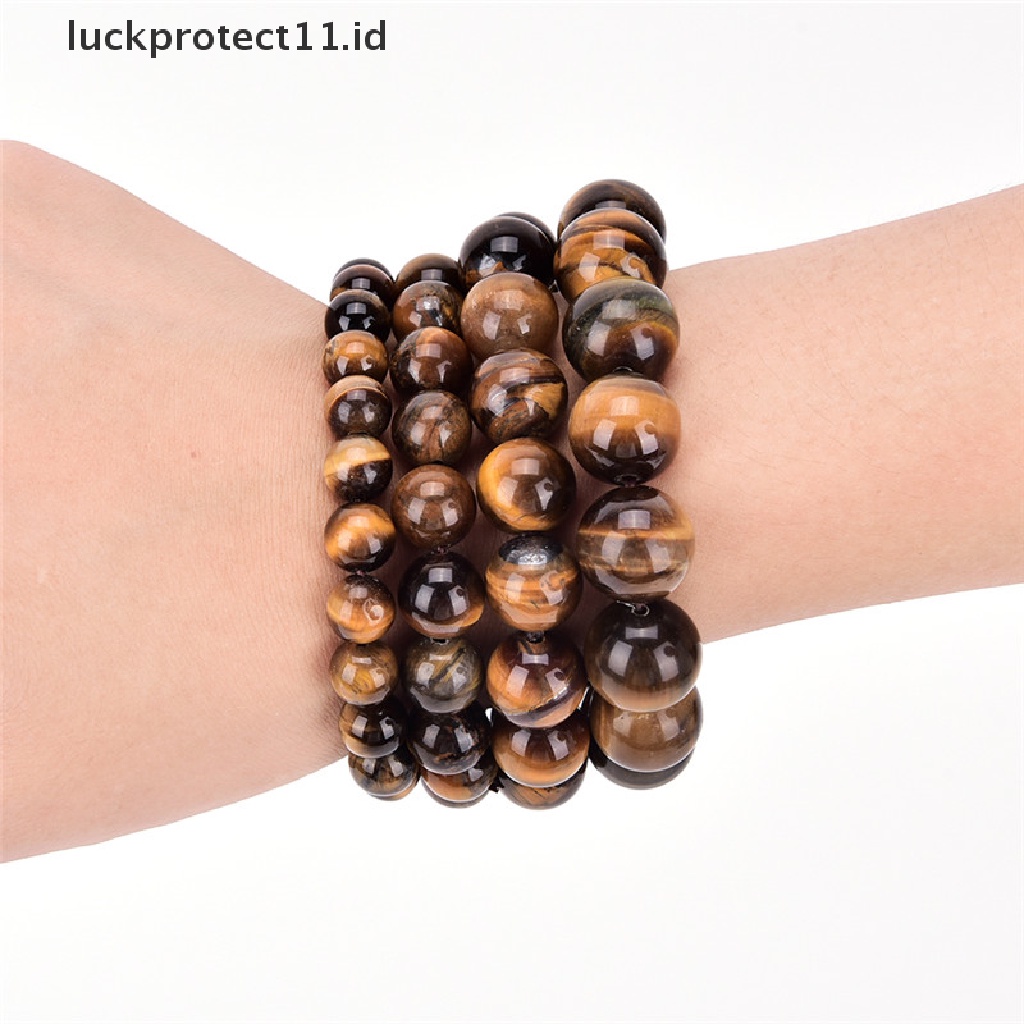 /Fashion Hot// Fashion// Batu Mata Harimau Alami Lucky Bless Beads Pria Wanita Perhiasan Gelang Bangle Chic.