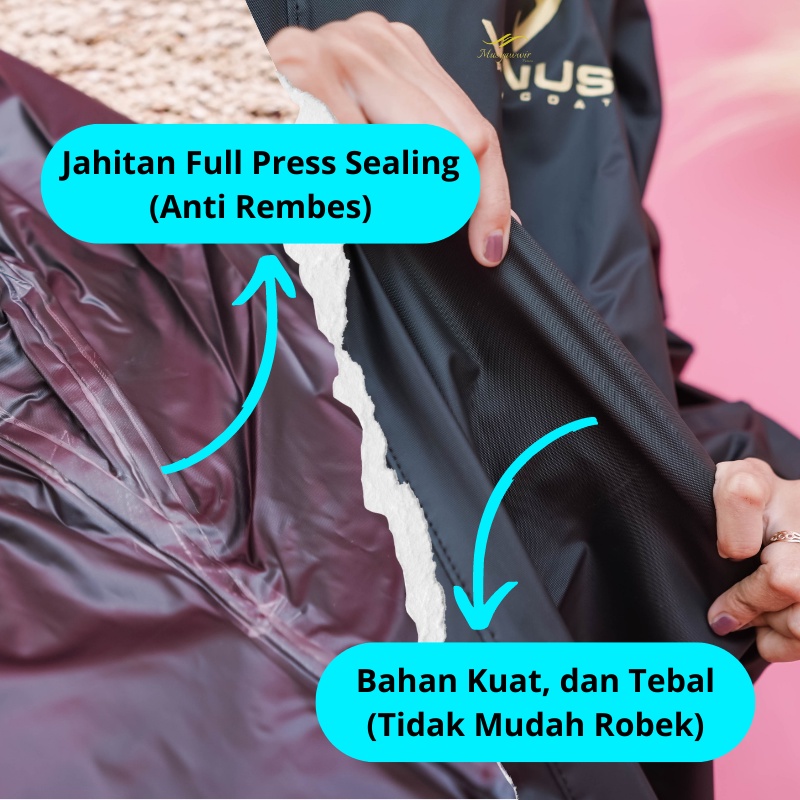 Jas Hujan Mantel Jahitan Full Press Sealing Tebal Anti Rembes Pria dan Wanita