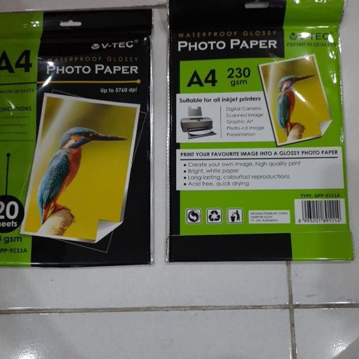 

Menarik Kertas Po 230gsm VTEC Waterproof Glossy``