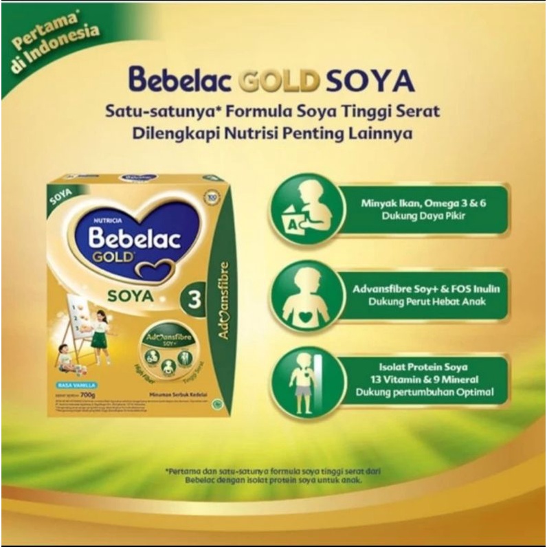 Bebelac 3 Gold soya vanilla 700gr susu bayi