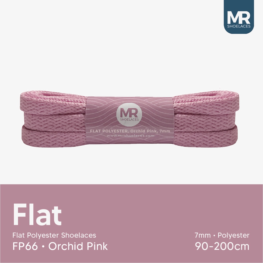 MR Shoelaces FP66 Orchid Pink (Merah Muda Anggrek) Tali Sepatu Polyester Pipih Flat 7mm 80cm 90cm 100cm 120cm 130cm 150cm 180cm 200cm untuk Sneakers - Premium Shoelace