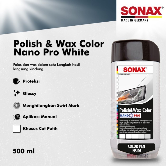 SONAX POLISH &amp; WAX COLOR NANO PRO WHITE 500ml 296-000