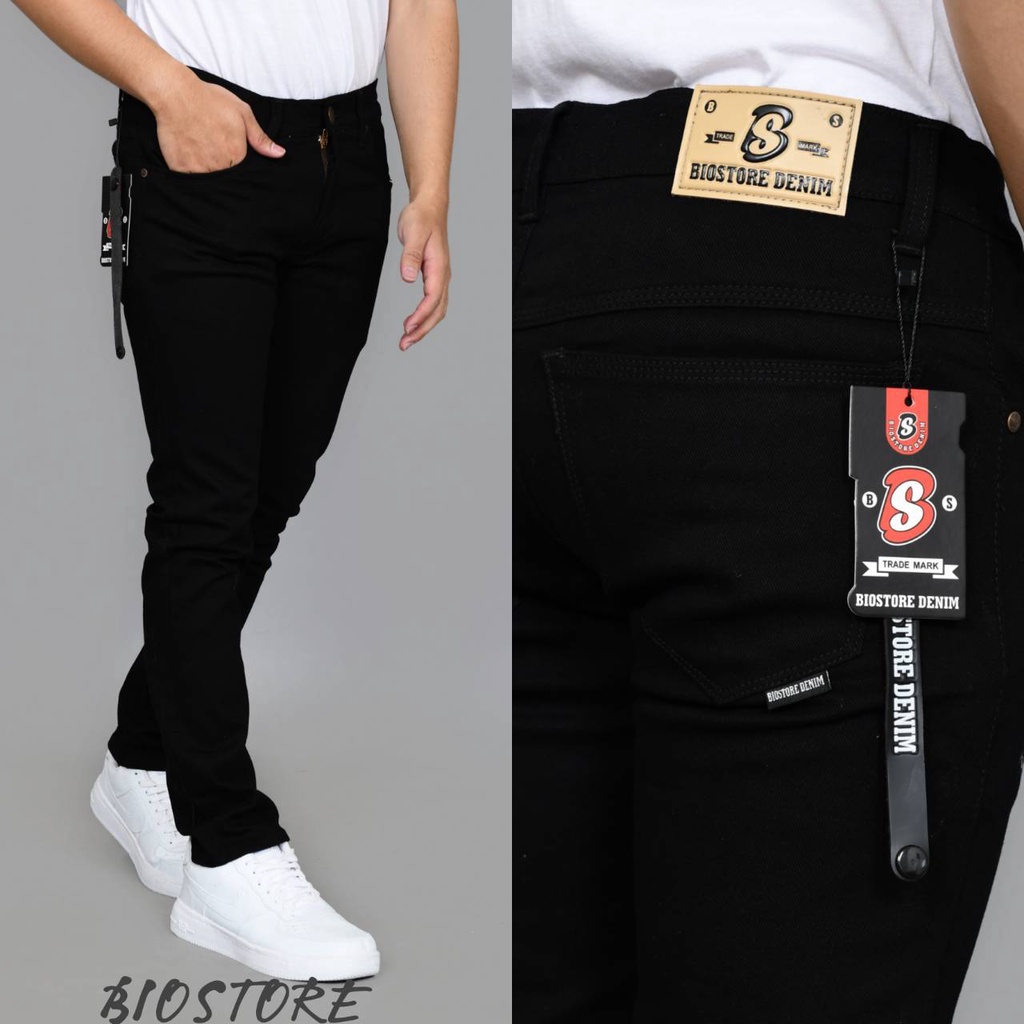 BIO-STORE Celana Jeans Pria celana panjang Jeans Slimfit strecth
