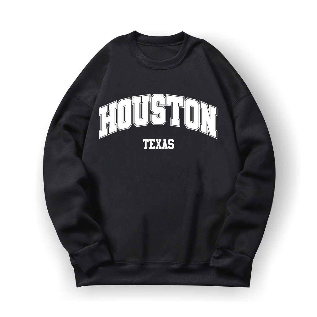 HOUSTON TEXAS Sweatshirt Basic II Sweater Crewneck Print DTF II Sz M - XL Anak &amp; Dewasa ( Pria &amp; Wanita )