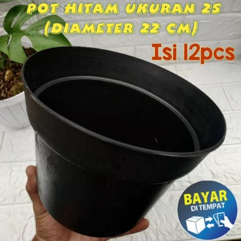 Pot uk25 (diameter 22cm) paket hemat isi 1 lusin /pot bunga/ pot tanaman hias/ pot plastik/pot murah