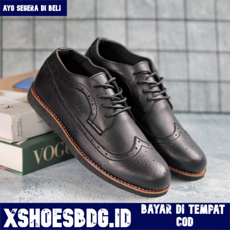 Sepatu Formal Pria Hitam Tali Kasual Casual Kulit Pu Antislip Original Kerja Kuliah Kantor Kondangan Xshoesbdg.id x Saga