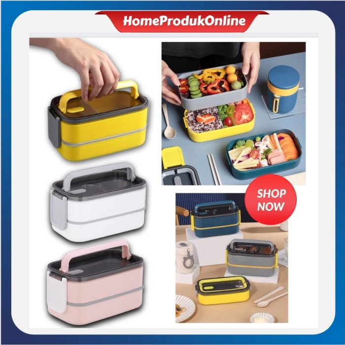 "'''] Kotak Bekal Makanan Anti Tumpah 2 Tingkat Lunch Box Double Layer