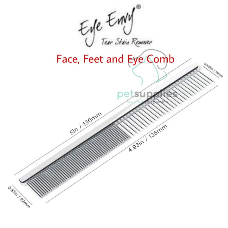 Eye Envy Face Comb Sisir Tear Stain Grooming Dog Cat Stainless Steel USA