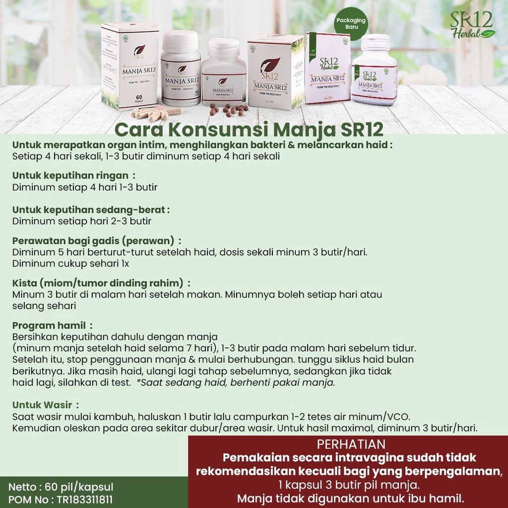 Manjakani SR12 | Manja SR12 Herbal | Manja Butir &amp; Manja Kapsul | Solusi Masalah Kewanitaan SR12