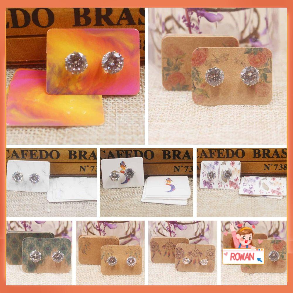 R-flower 100PCS Kartu Paket Anting Gift Packing Tag Aksesoris DIY Motif Bunga