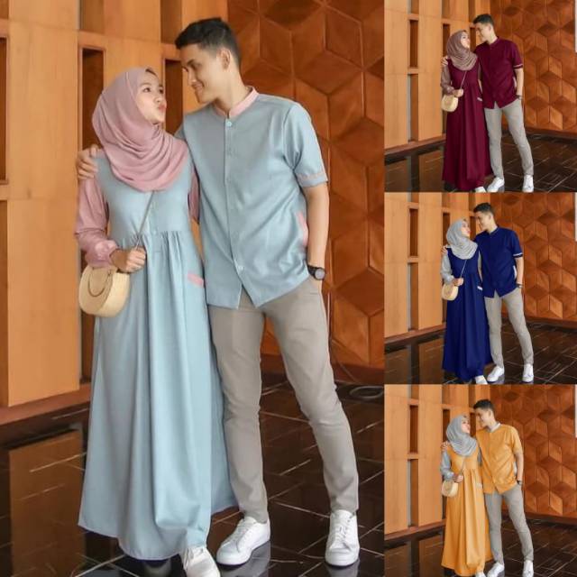Baju Pasangan Muslim Terlaris Farah Samawa Fanela Cp Gamis Couple Farel/model baju gamis couple teba