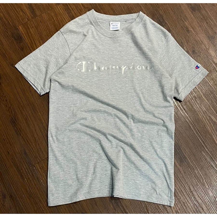 Champion Japan Domestic Market Big Script Logo Tee - Grey