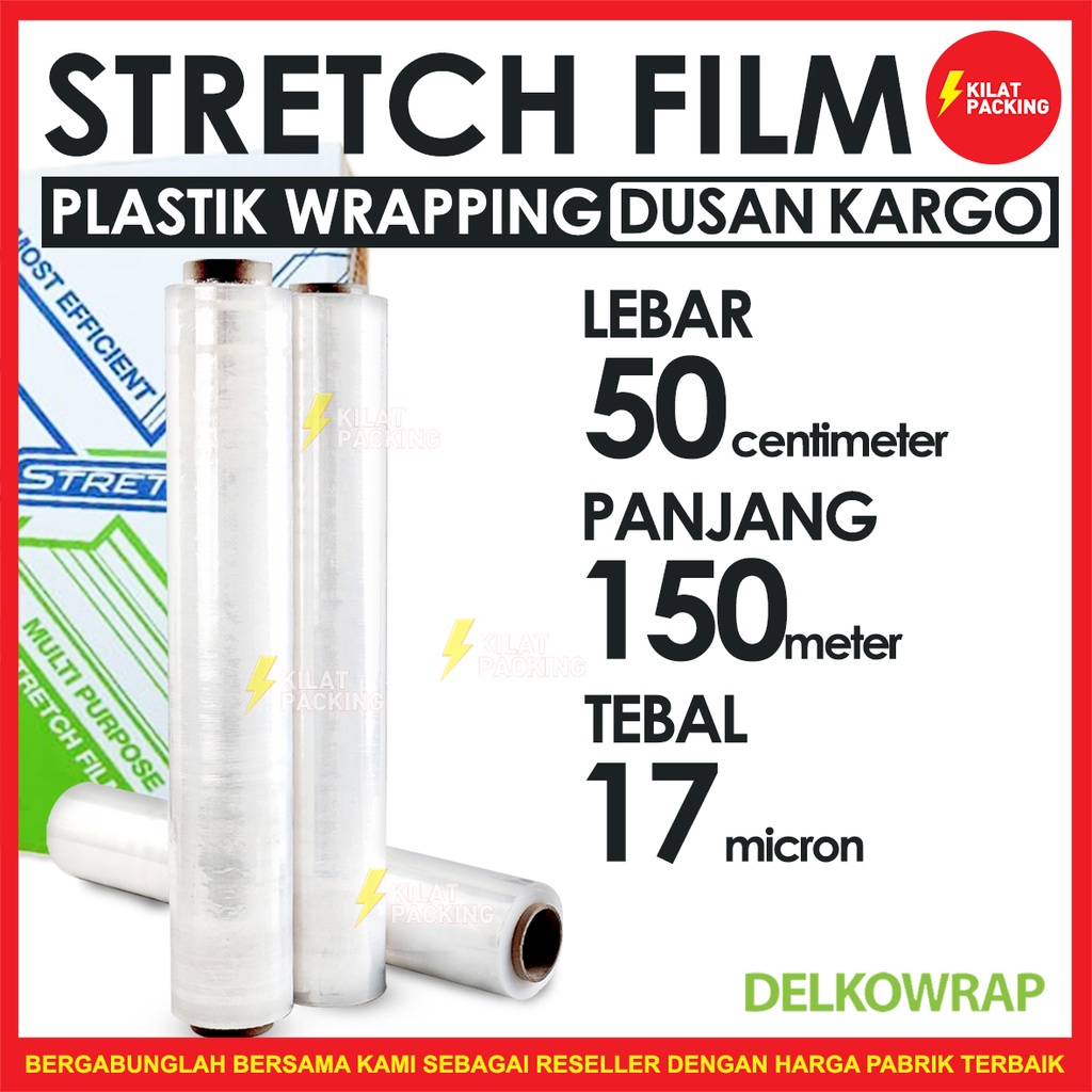 

PROMO 1 BOX PLASTIK WRAPPING 50CM X 150M STRETCH FILM PLASTIC WRAP DELKOWRAP DUS