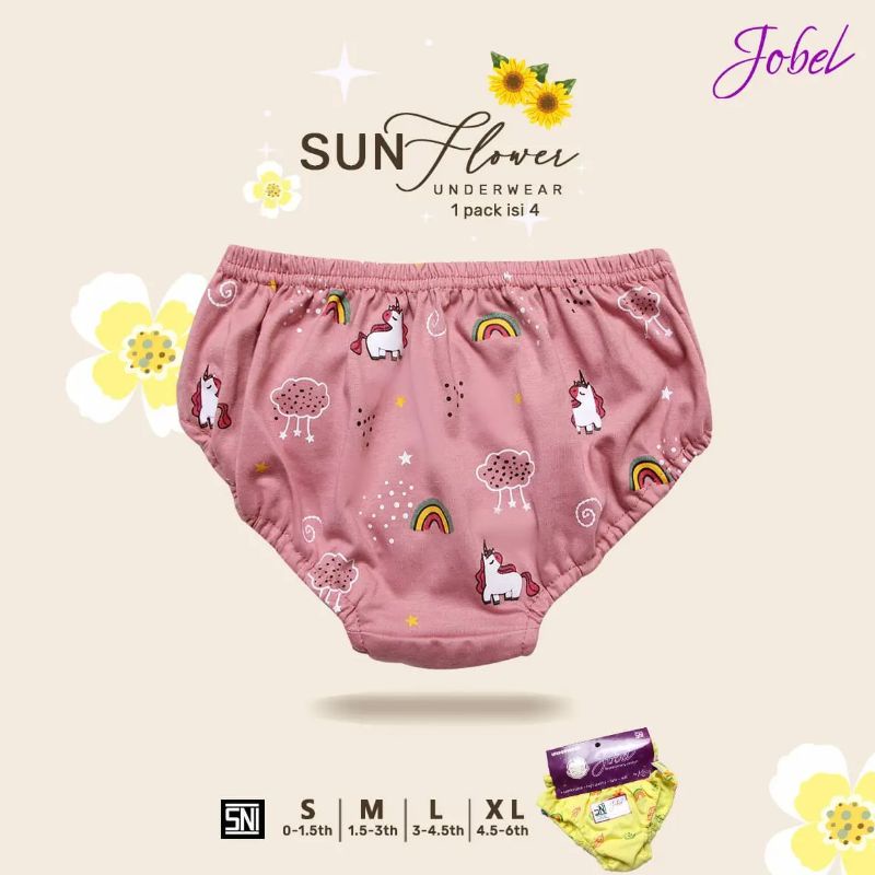 Kazel Underwear Sunflower Celana Dalam Anak Perempuan isi 4 Pcs