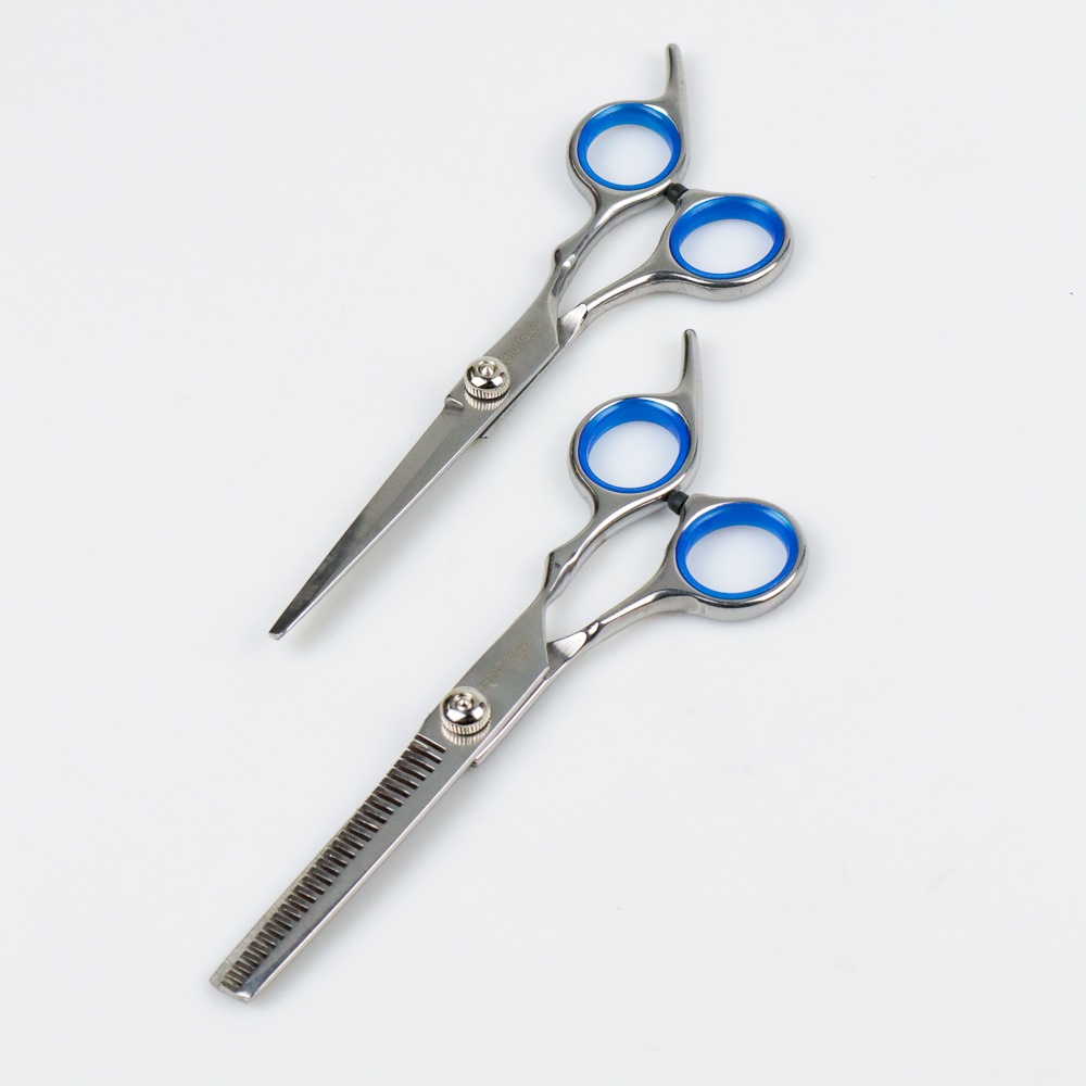 Set Peralatan Gunting Rambut Sasak Flat Cut Dengan Tas Penyimpanan Trim Hairdressing Hair Thinning Scissors Portable Sisir Potong Rambut Jepit dan Kain Microfiber Salon Barber Stainless Steel Kuat Nyaman Digunakan