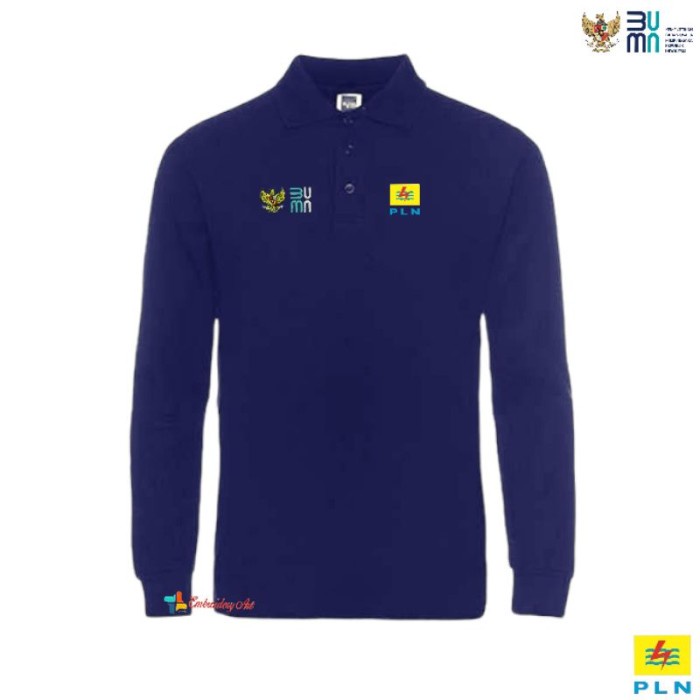 Terbaru Di 2022 Kaos Polo Bordir Bumn Pln Lengan Panjang