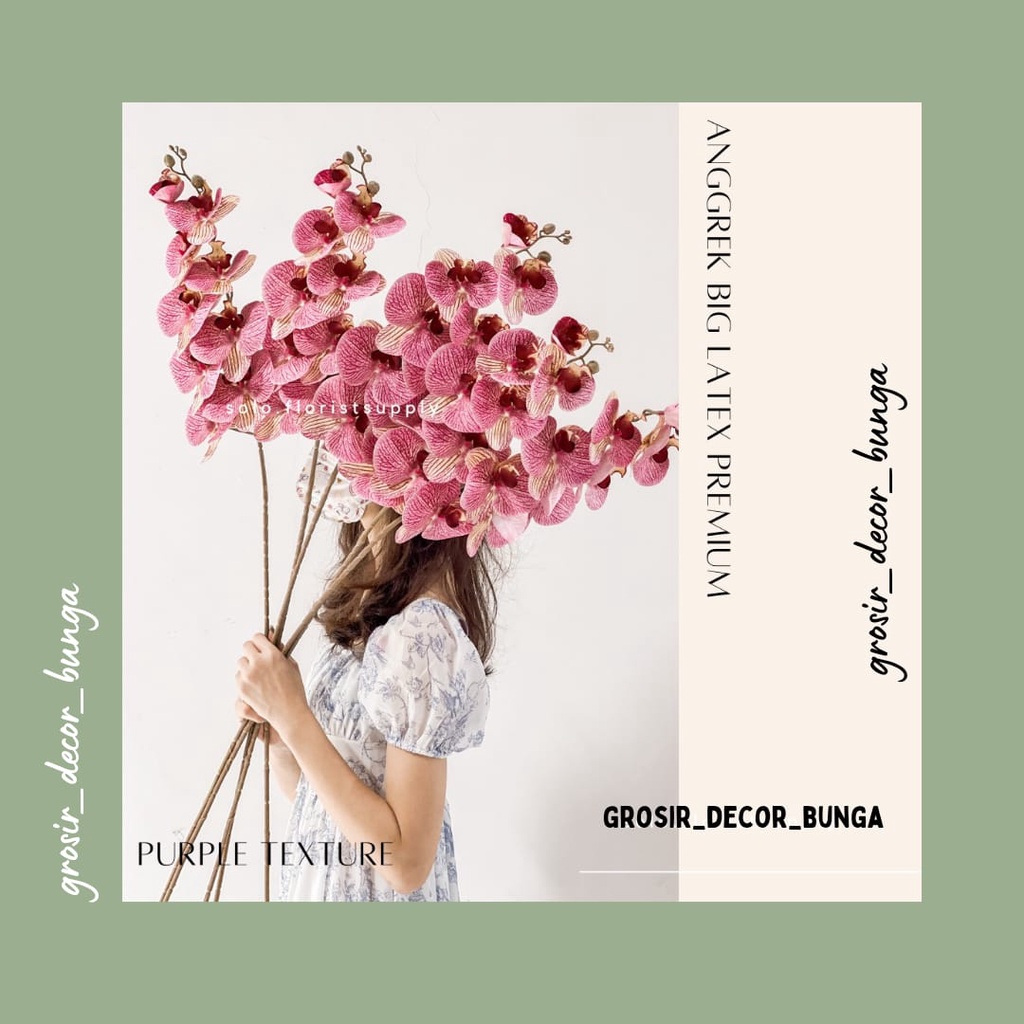 QC BIG ANGGREK LATEX PREMIUM X9 ARTIFICIAL FLOWER SILK ORCHID FLOWER Bunga Buatan Anggrek latex Onci