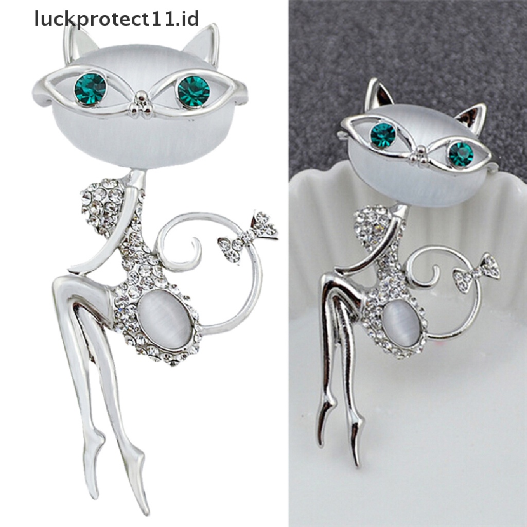 /Fashion Hot// Fashion// Fashion Opal Berlian Imitasi Kristal Kucing Kecil Bros Pin Hewan Lucu Sexy Perhiasan.