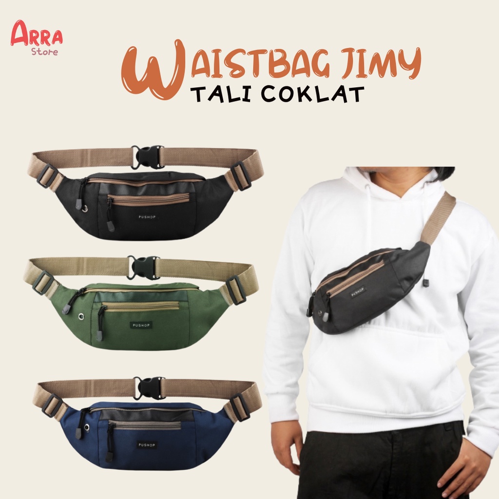 Tas Pinggang Waistbag Pria Wanita Pushop Jimy Tali Coklat