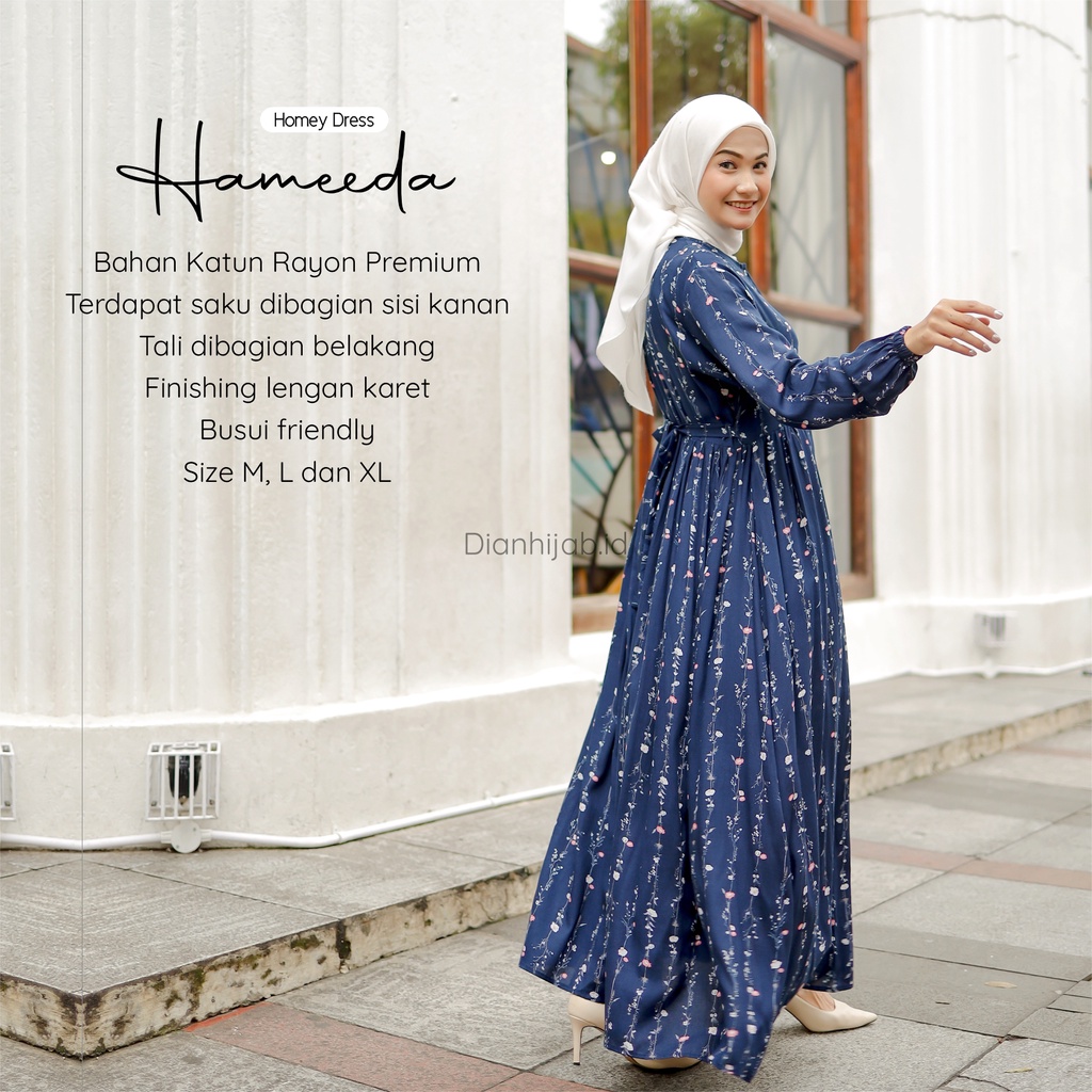 Gamis Dewasa Homey Dress Hameeda By Dianhijab.id - Bahan Rayon Viscose Premium Gamis Dewasa Luxury Gamis Pengajian Adem Nyaman Dipakai - Bisa COD