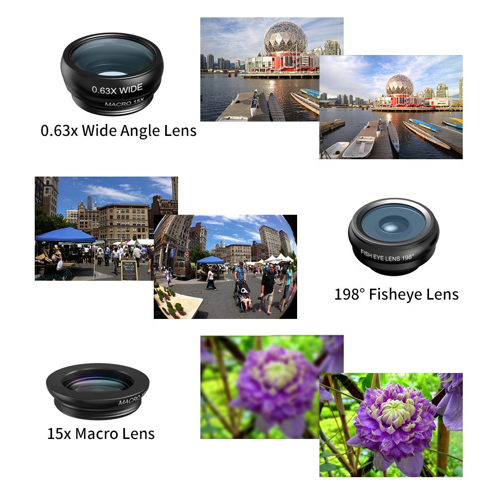 APEXEL 4 in 1 Lensa Smartphone Telephoto Wide Macro Fisheye - APL-22X105-4IN1