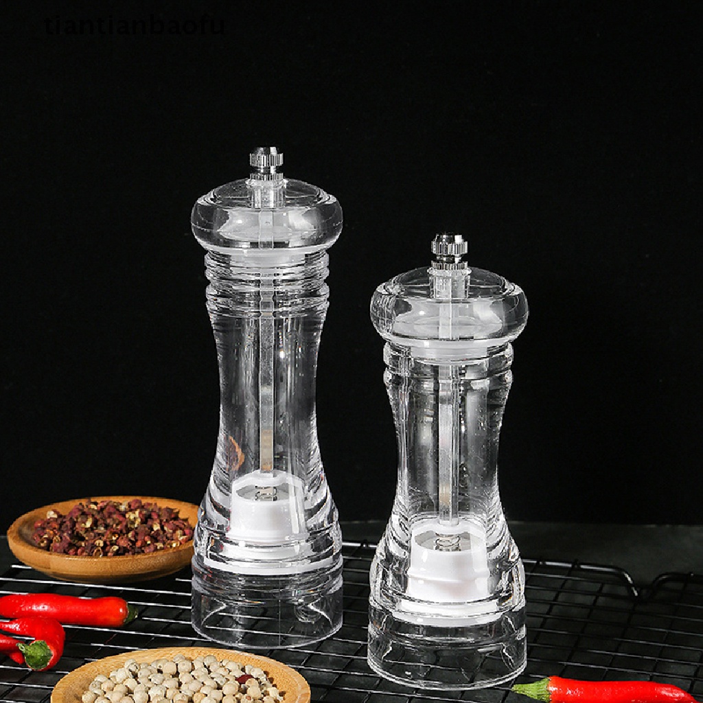 [tiantianbaofu] Pepper Grinder Acrylic Salt and Pepper Shakers Kekasaran Yang Dapat Disesuaikan Butik Dapur