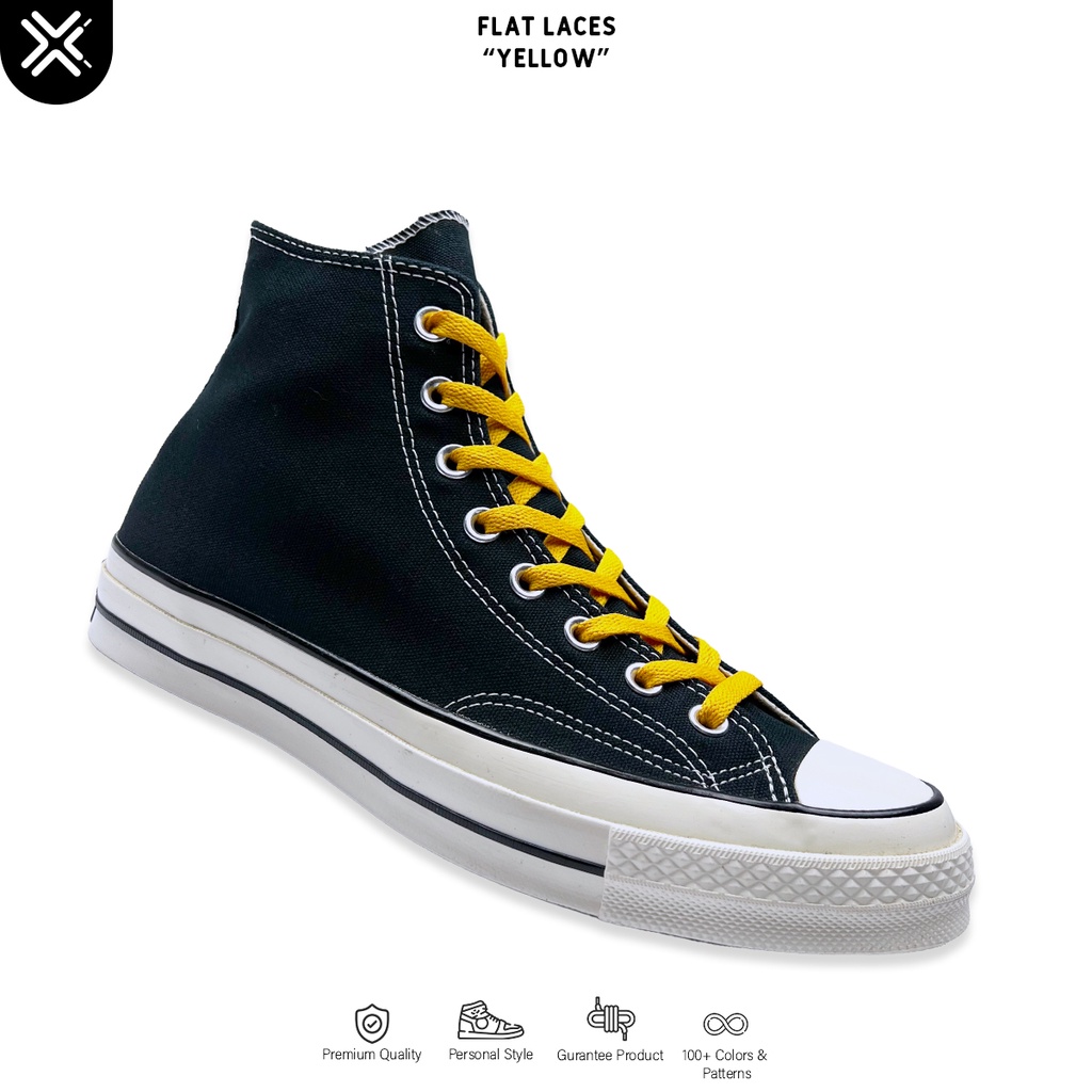 TALI SEPATU GEPENG KUNING YELLOW (FLAT LACES) | PREMIUM SHOELACES