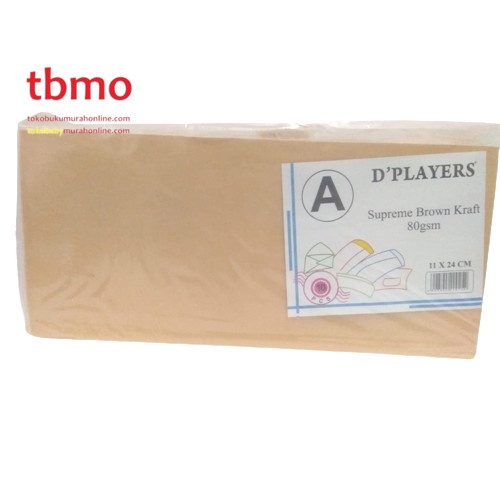 

TBMO AMPLOP D`PLAYERS NON LEM A : 11X24CM ISI 100 / AMPLOP COKLAT