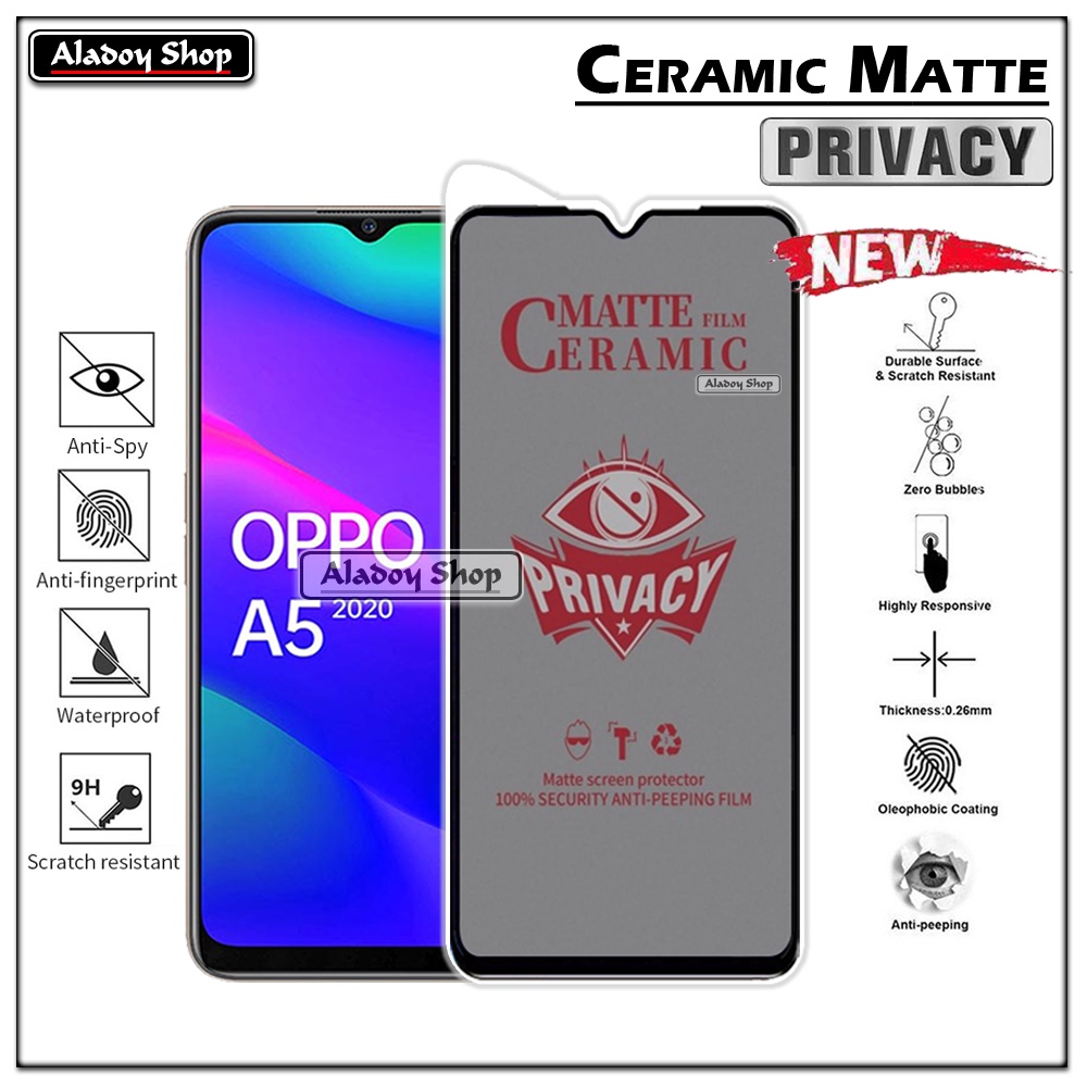 PAKET 2IN1 Anti Gores Privacy Oppo A5/A9 2020 + Tempered Glass Kamera