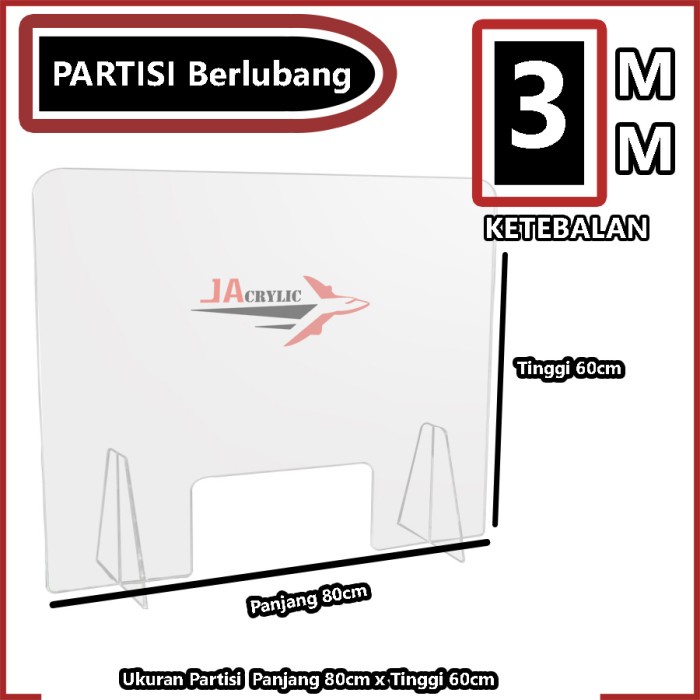 PARTISI AKRILIK SEKAT PEMBATAS MEJA AKRILIK 80 X 60 3MM