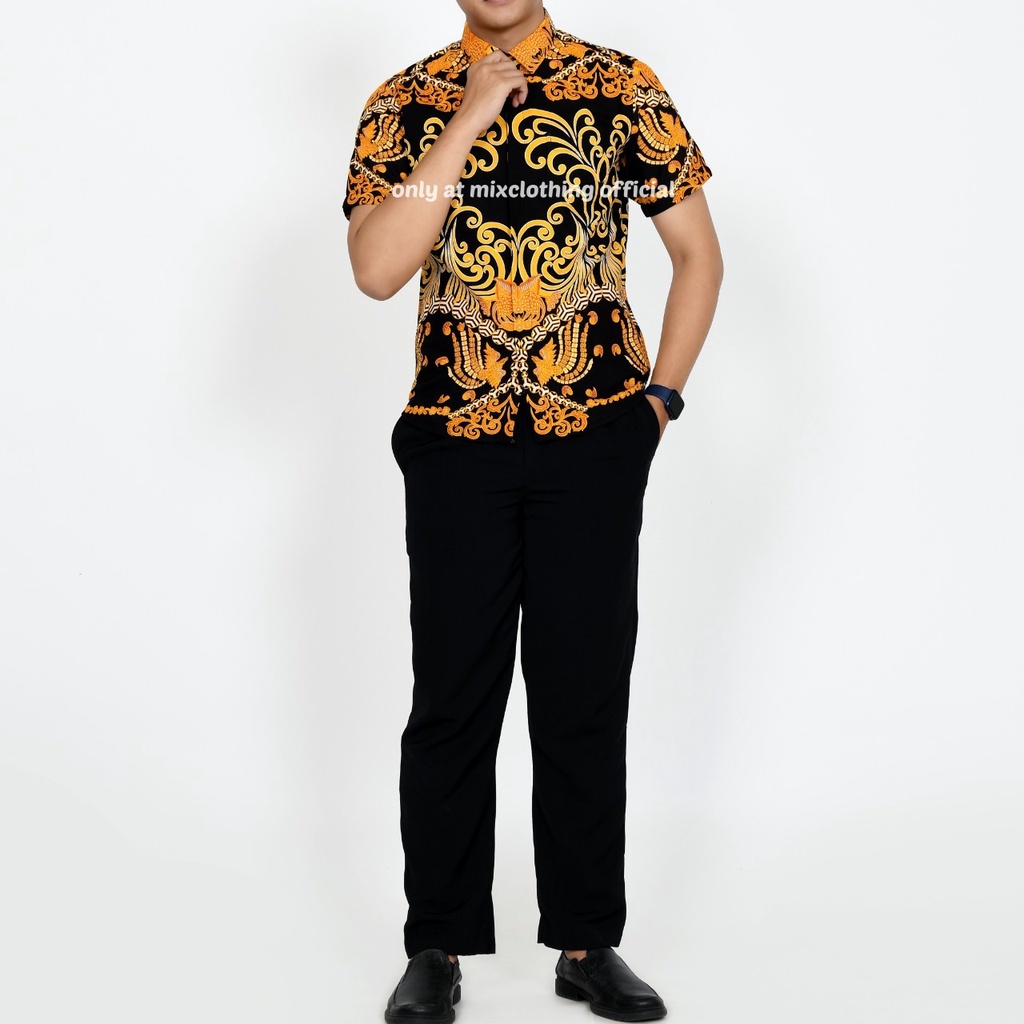 Baju Kemeja Batik Pria Lengan Pendek Slim fit Premium Kode 1929