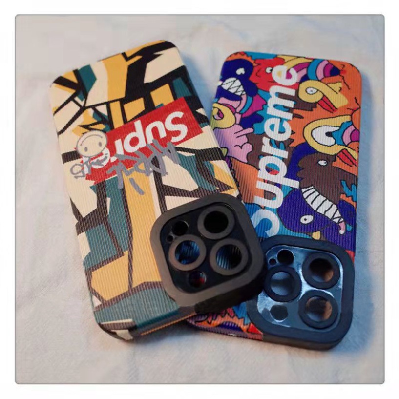 Pola Supreme Street Wear Cocok Untuk Iphone14 14pro 14Plus 14prm Iphone13 13pro 13prm iPhone 11 7Plus 8Plus Xr XS 12 Pro Max Empat Sudut Casing Ponsel Tahan Guncangan
