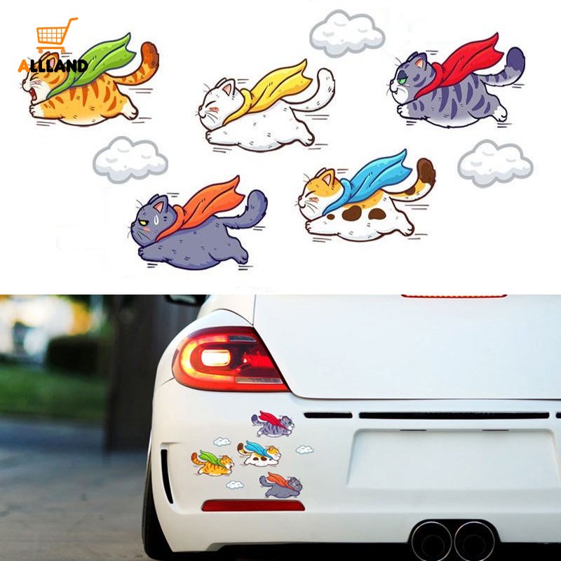 Kreatif Kartun Kucing Terbang Bentuk PVC Stiker Mobil/Portabel Perekat Diri Tahan Air Otomotif Dekoratif Stiker/DIY Kendaraan Kepribadian Aplikasi