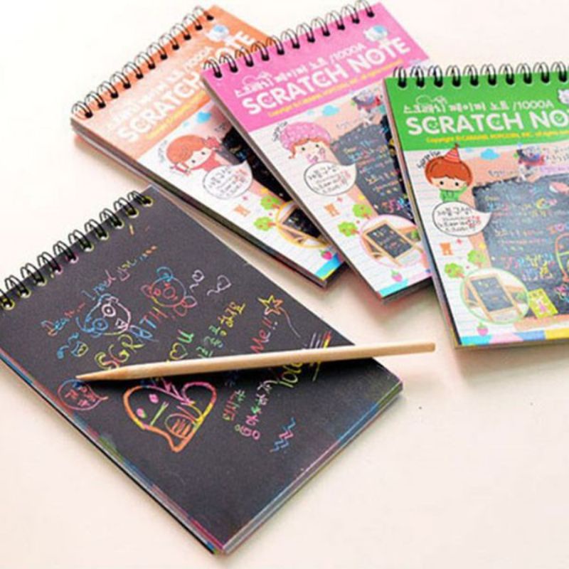 

Scratch Note / Note Book Ajaib / Magic Book Rainbow Colour Scratch / Buku Belajar Gambar Anak