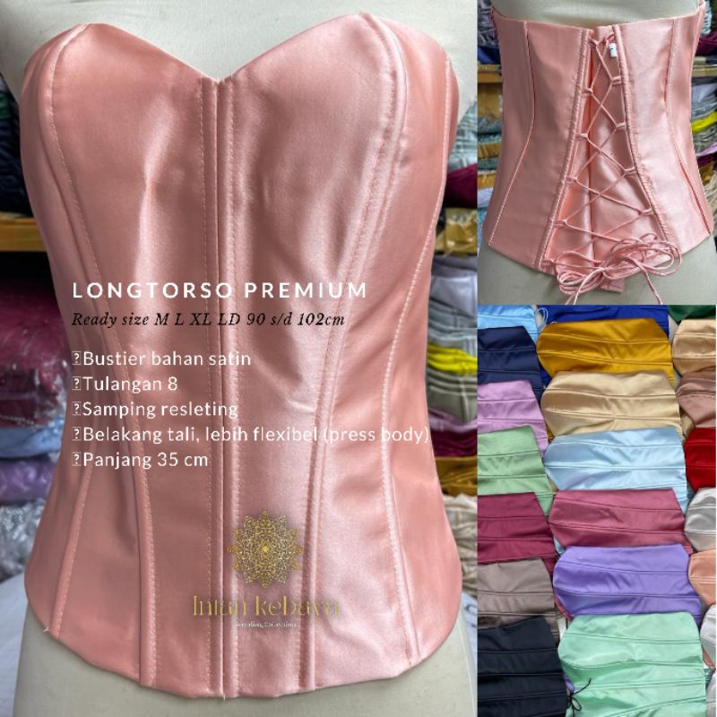 Longtorso Kebaya Korset Kemben Pengantin Bustier Kamisol Satin Tulang Delapan Dalaman Gaun Tebal Tal