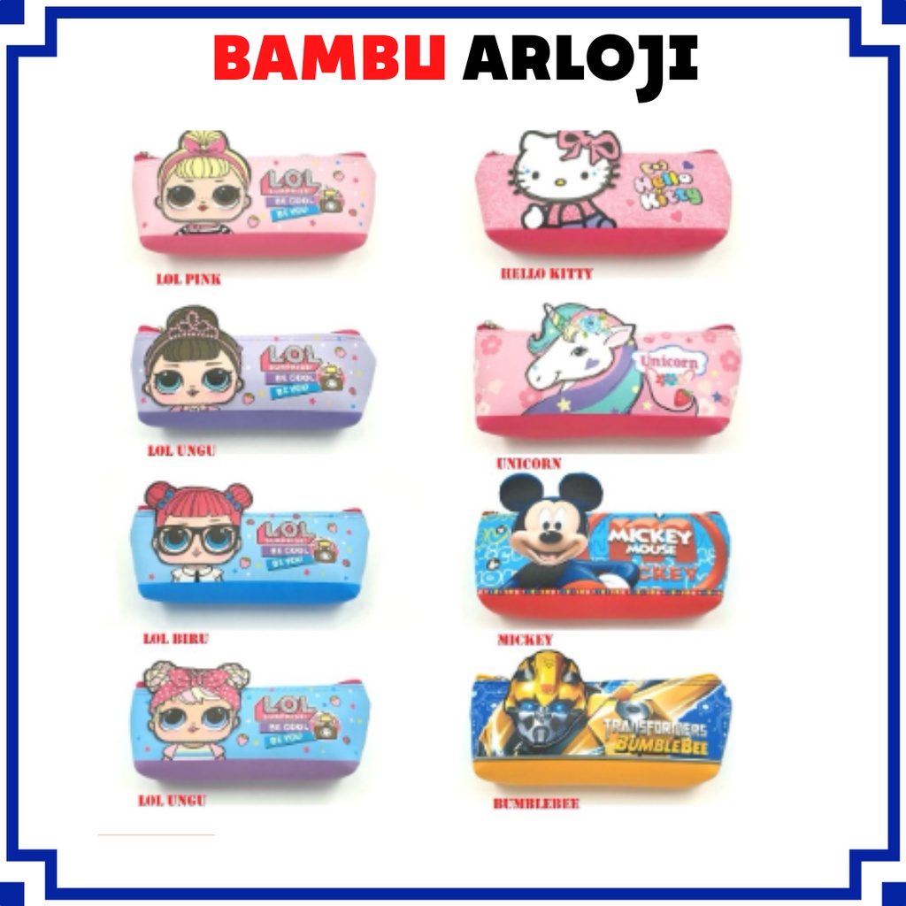 BAJ TEMPAT PENSIL 3D SEKOLAH ( ANTI AIR ) LOL SURPRISE UNICORN MICKEY BUMBLEBEE HELLO KITTY IMPORT - SS146