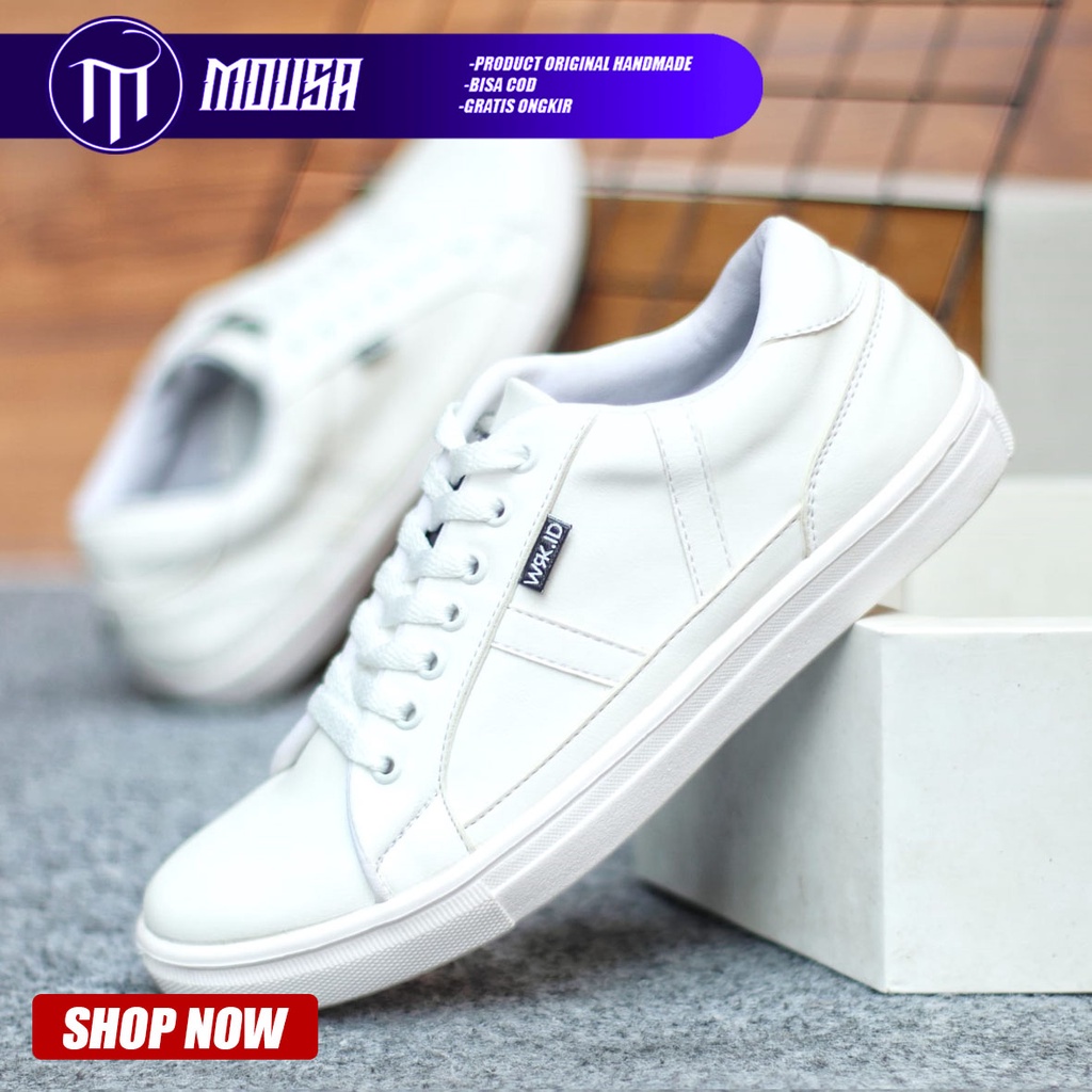 Sepatu Sneakers Pria Casual Kulit Pu Kerja Kuliah Hitam Mousa Gumo