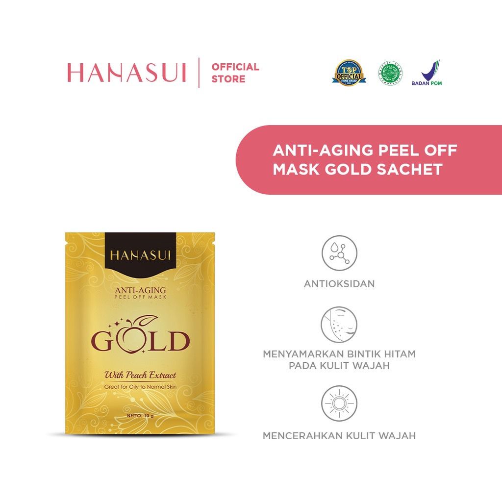 HANASUI Naturgo Lightening Peel Off Face Mask 10g Black Gold Anti Aging Masker Hitam Komedo Masker Wajah Mineral Mud Mask