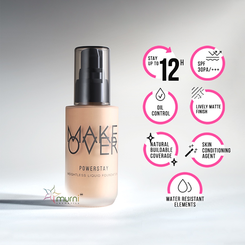 MAKE OVER POWERSTAY WEIGHTLESS LIQUID  FOUNDATION  OIL CONTROL 40ML [[ 24H OIL CONTROL ]]