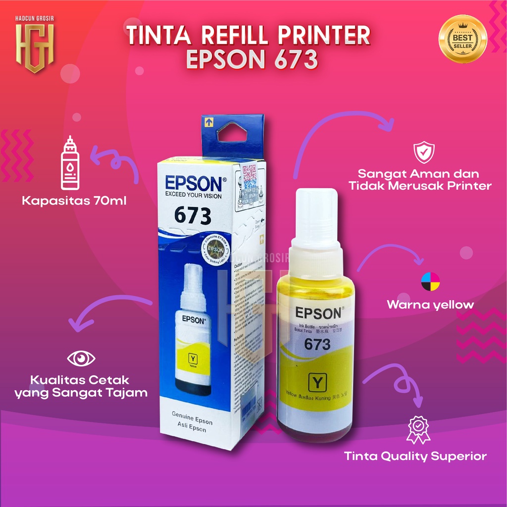 1 SET 6 PCS Tinta Epson 673 Tinta Printer L800 L805 L810 L1800 Premium