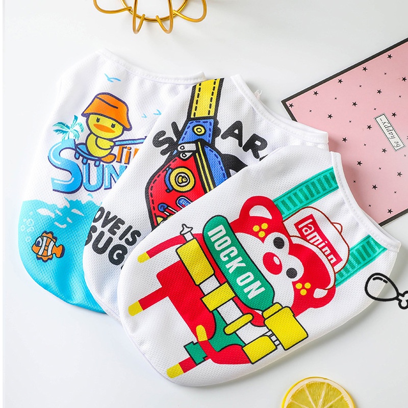 Kartun printing Pakaian Hewan Peliharaan Baju Anjing Bernapas Musim Panas Bagian Tipis Pakaian Kucing Rompi Hewan Peliharaan Baju Anjing
