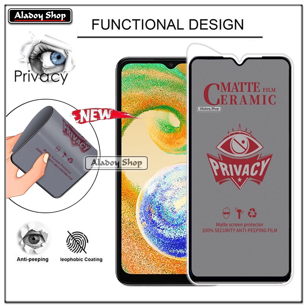 Tempered Glass Anti SPY Samsung A04S Anti Gores Privacy + Tempered Glass kamera dan Skin Carbon