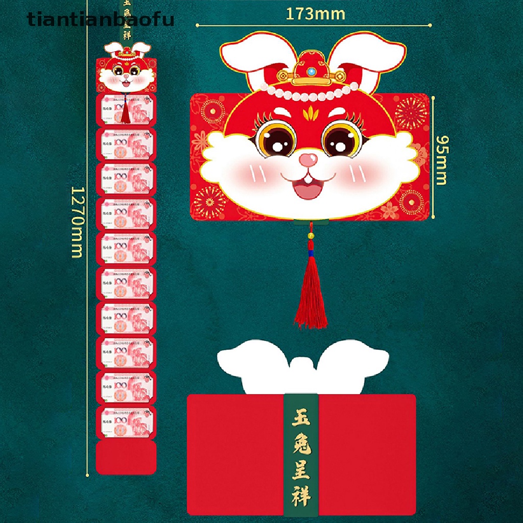 [tiantianbaofu] Amplop Merah Lipat 2023lipat Lucu Imlek Kelinci Merah Packet Zodiac New Boutique